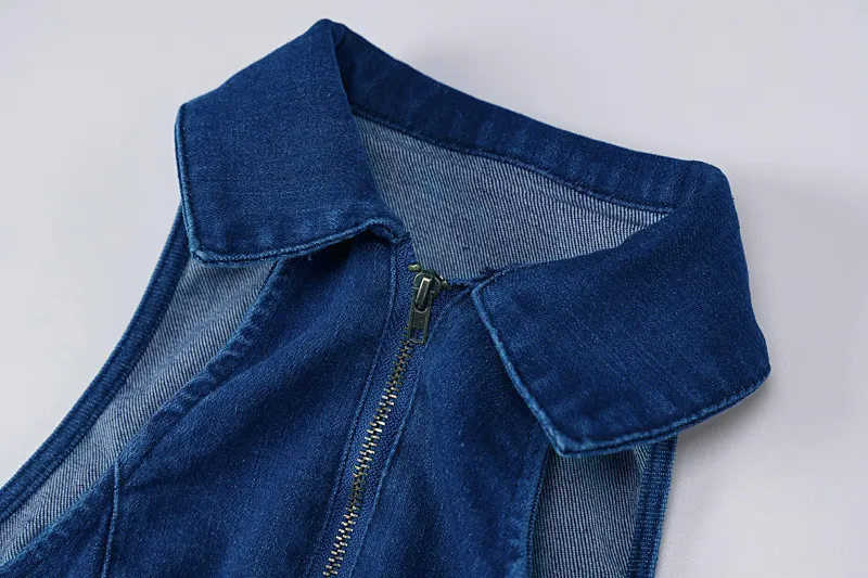 Women Spring Vintage Pure Color Denim Jumpsuits
