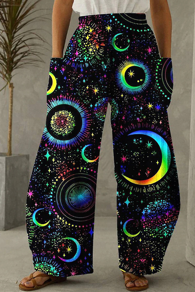 Straight printed high waist wide leg pants