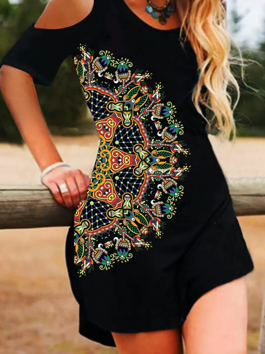 Casual Crew Neck Short Sleeve Knitting Dress