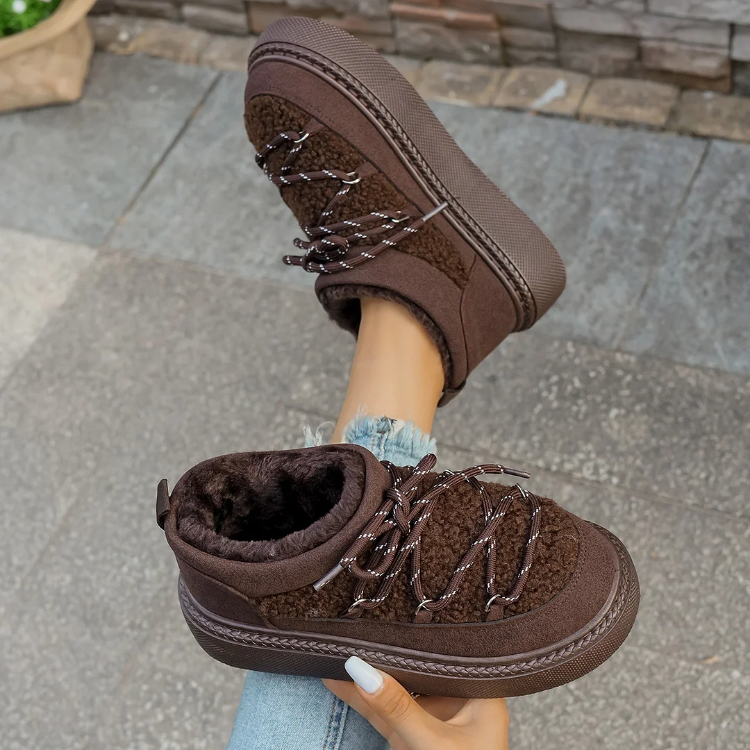 Breakj Breakj Bottom Cross Strap 2025 Autumn And Winter New Fashion Plus Thick Warm Short Barrel Pedal Tight Cotton Shoes