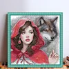 Red Girl And Wolf-11CT Stamped Cross Stitch 46*45cm/18.11*17.72in tapestrymarket