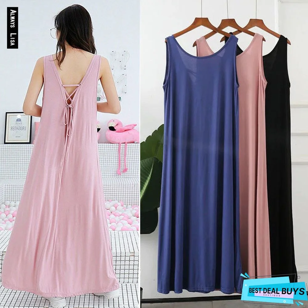 Crew Neck Women Dresses Shift Daily Boho Plain Dresses