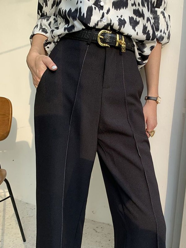 Solid Women's Summer Pants High Waist Loose Wide Leg Pants Korean Fashion Straight Trousers Women High Street Suit Pants Female