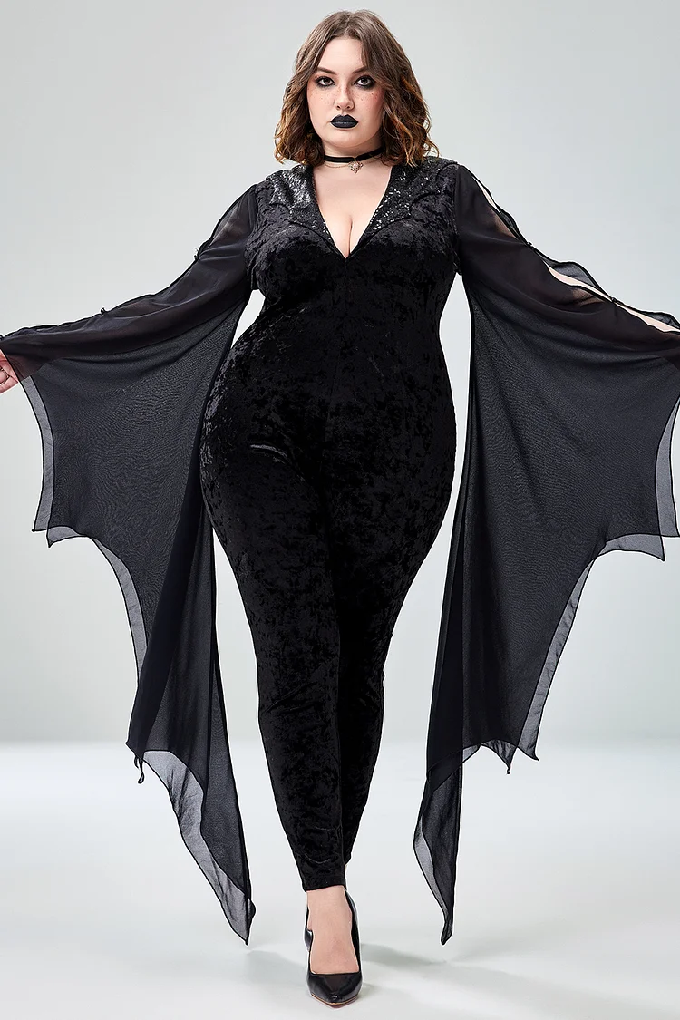Xpluswear Design Plus Size Halloween Costume Black Midnight Bat