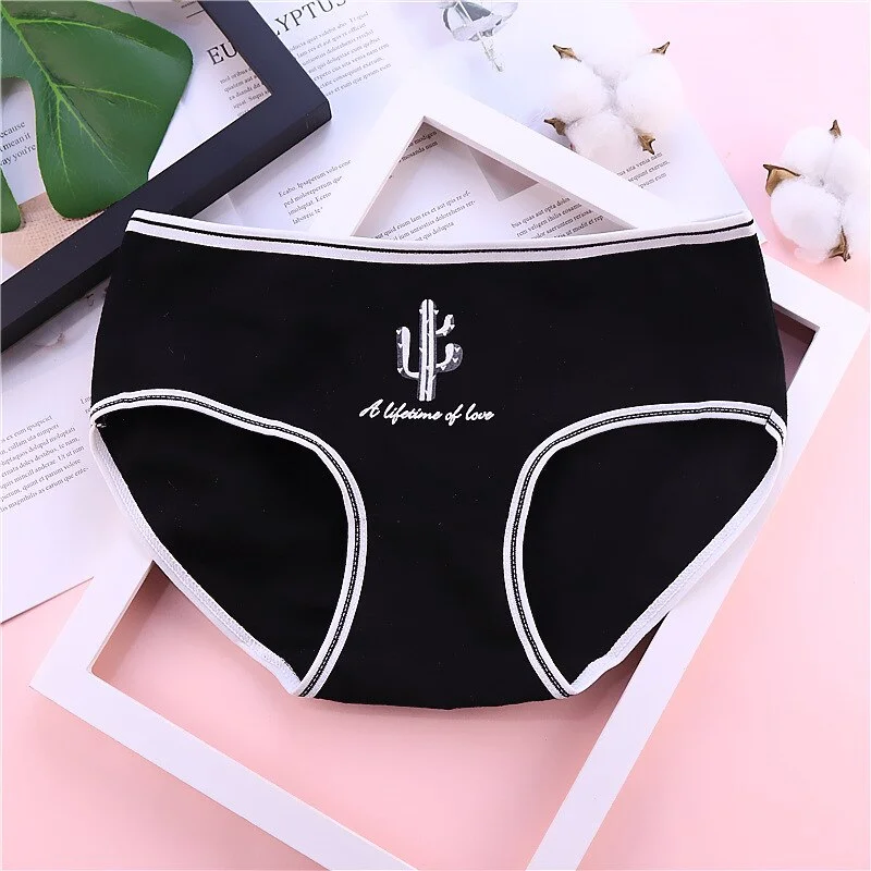 Billionm Panties for Women Cute Briefs Stripes Cactus Print Underwear Panties Sexy Lingerie Cartoon Underpants Woman Panty