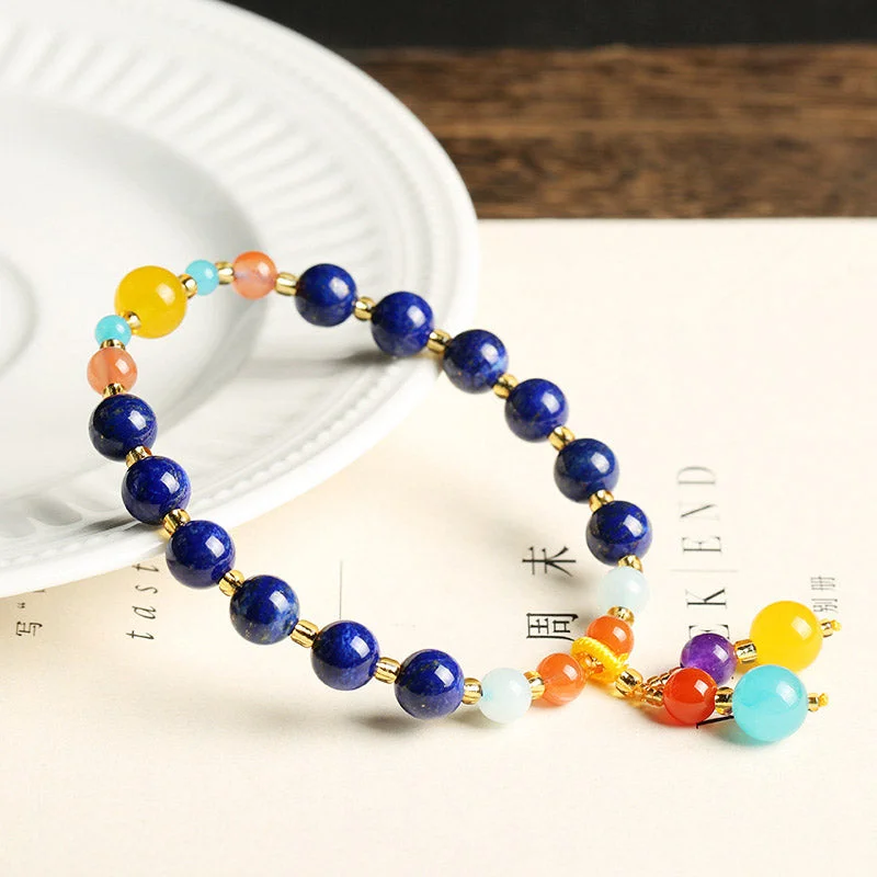 Natural Lazurite Bead Luck Charm Bracelet