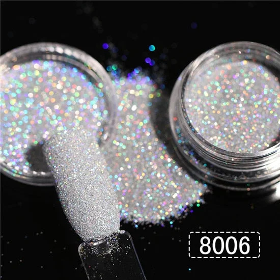 1Box Gray Gradient Shiny Nail Glitter Powder iridescent Sparkly Nail Art Chrome Pigment Silver DIY Nail Art Decoration