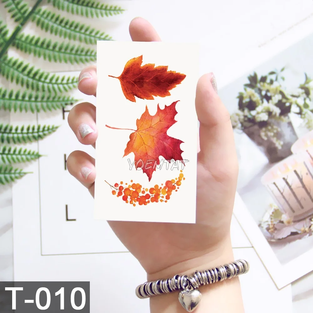 Sdrawing Temporary Tattoo Sticker Lotus Colorful Feather Leaves Butterfly Flash Tatoo Female 3D Body Art Child Fake Tatto Male