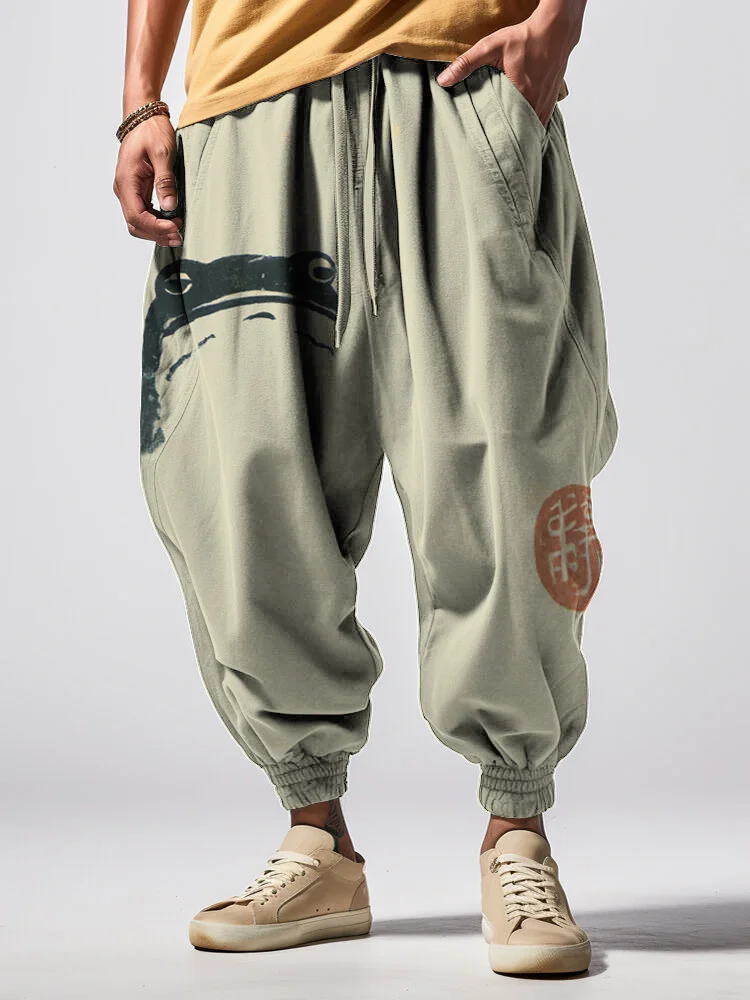 Men's Unhappy Frog Japanese Art Print Drawstring Sweatpants