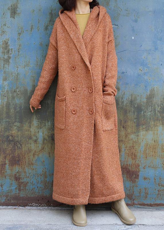 VCSHOES plus size maxi coat hooded jackets yellow double breast wool overcoat