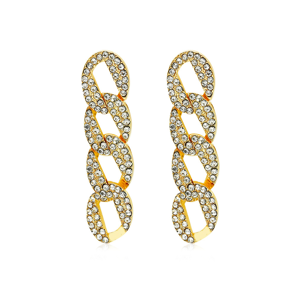 Chain Zirconia Gold-Plated Earrings