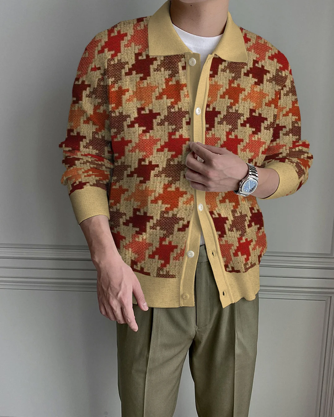 Men's Lapel Knitted Sweater Cardigan 3a07
