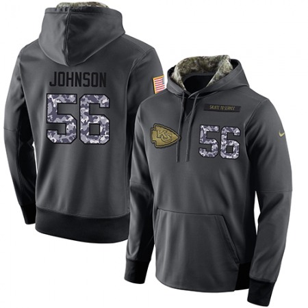 NFL Men's  Kansas City Chiefs #56 Derrick Johnson Stitched Black Anthracite Salute to Service Player Performance Hoodie
