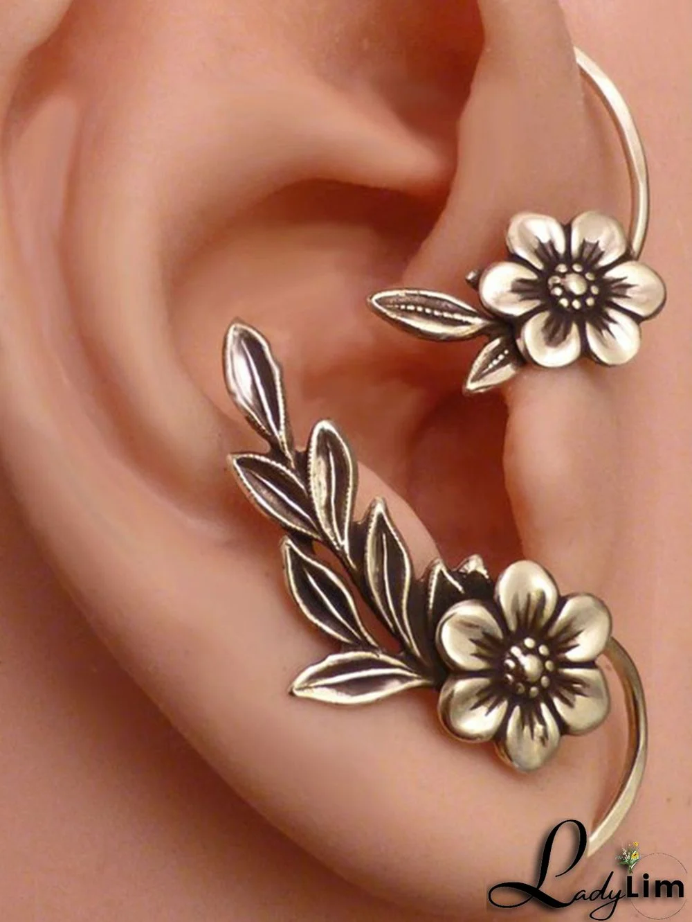 Stylish Alloy Floral Garland Ear Cuff Clip Earrings