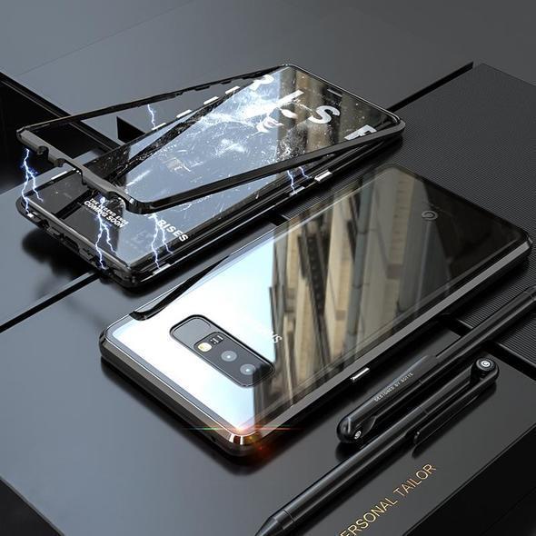 Transparent Tempered Glass Magnetic Adsorption Phone Case for Samsung Note 8