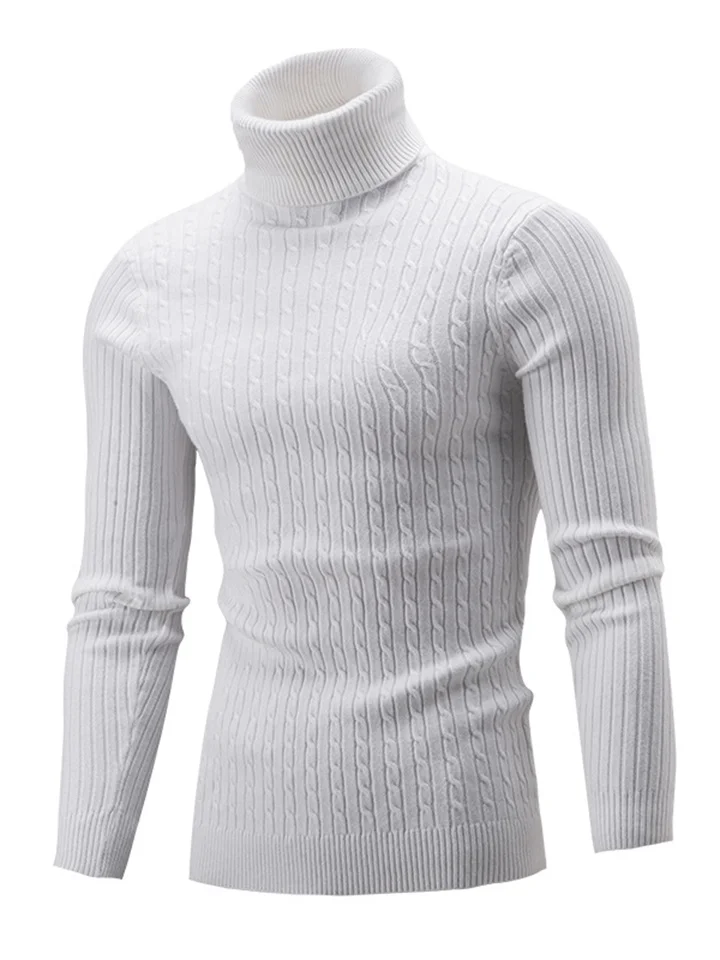 Men's Sweater Turtleneck Sweater Pullover Knit Knitted Braided Solid Color Turtleneck Vintage Style Soft Home Daily Clothing Apparel Winter Fall Black Wine S M L | 168DEAL