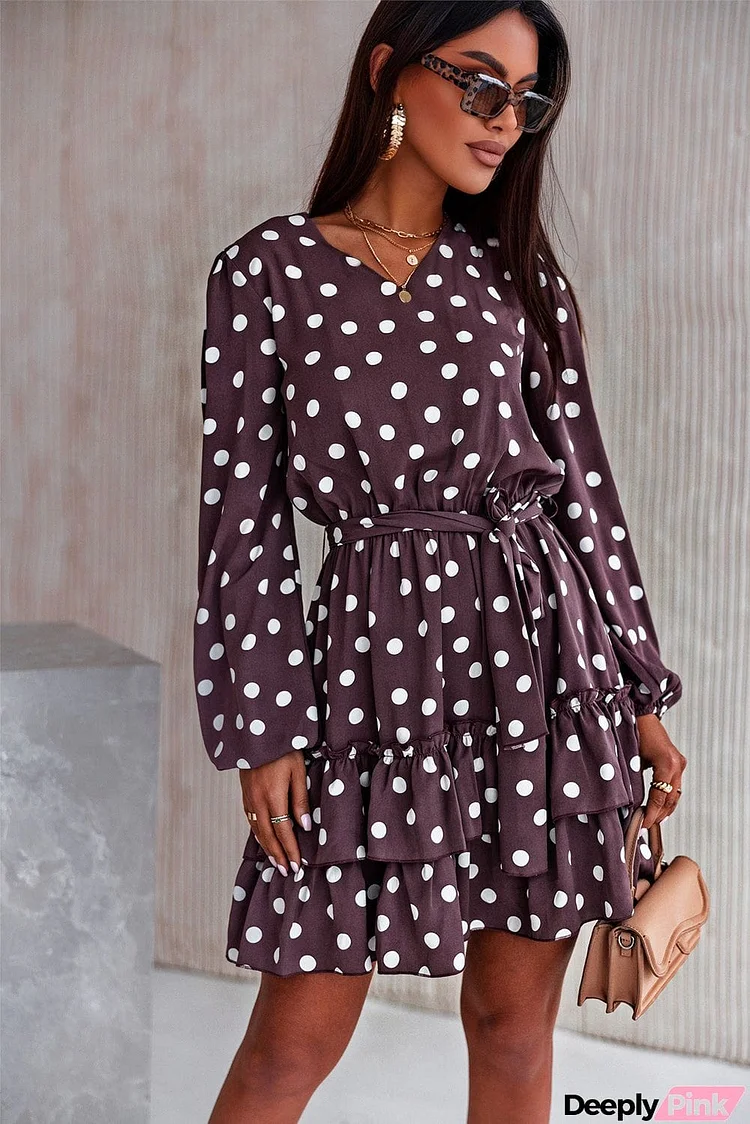 Polka Dot Tie Waist Mini Dress