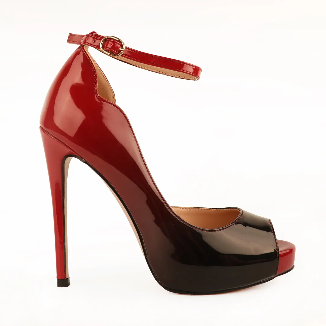 12cm/4.72 inch Women's Ankle Strap Platform Stiletto Party Peep Toe Pumps Shoes