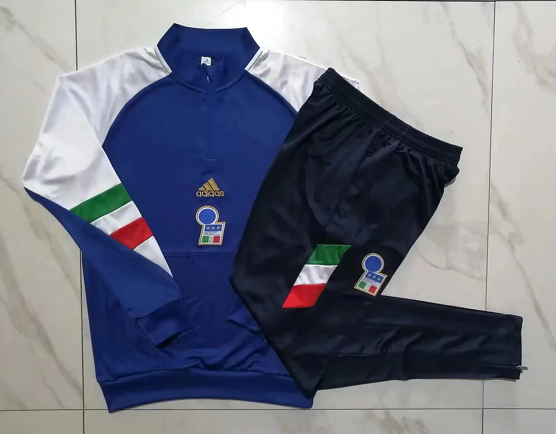 2023/2024 Italy Half-Pull Training Suit Blue Soccer Shirt