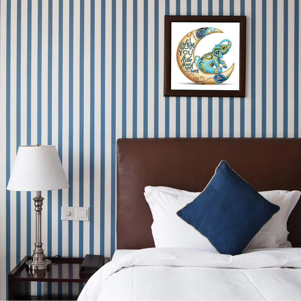 Diamond Painting - Partial Special Shaped Drill - Moon Elephant(30*30cm)