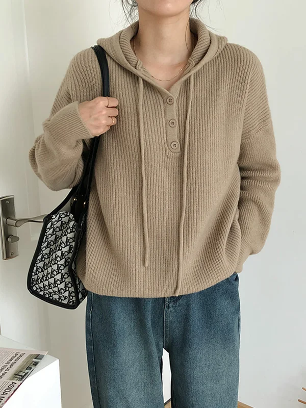 Simple Plain Hooded Sweater