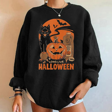 Halloween Retro Black Cat Sweatshirt