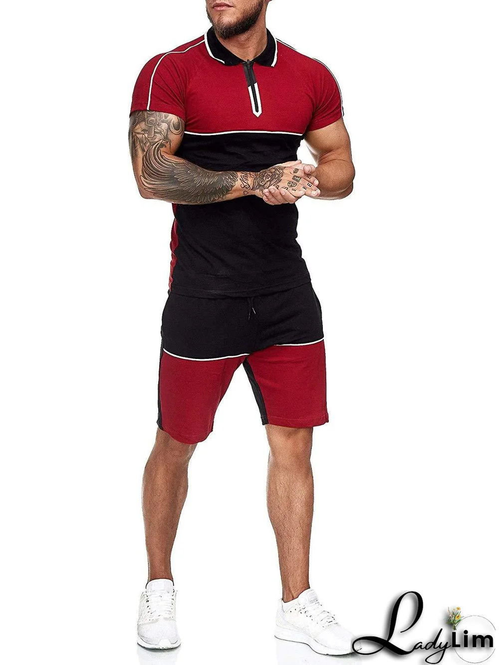 Men's Summer Sports Suit Men's Colorblock Slim Fit Casual Fashion Men's Sportswear