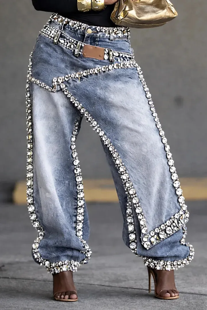 Women's Two-Piece Street Style Fashion Jeans&Diamond Jeans image 8