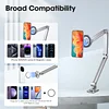 Bed Phone Holder Magnetic Phone Bed Stand Aluminum Bed Phone Holder Foldable Gooseneck Bed Phone Holder Clip-on Mount 360&deg; Rotation Compatible with All Mobile Phones