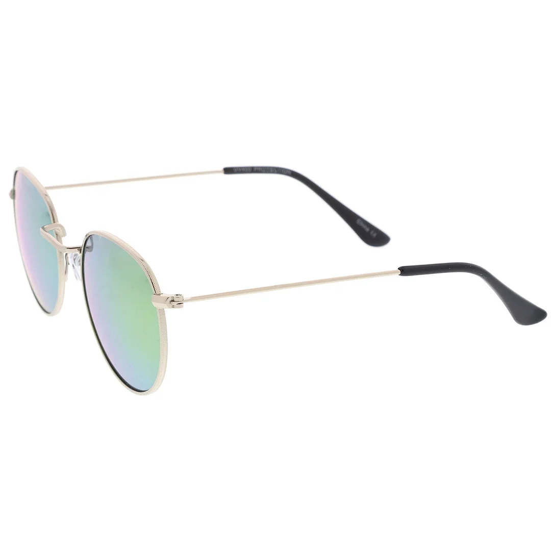 Retro Metal Frame Thin Temples Colored Mirror Lens Round glasses 50mm