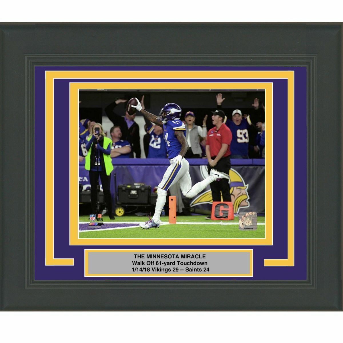 Framed STEFON DIGGS Minnesota Vikings Miracle 8x10 Photo Poster painting Professionally Matted 4