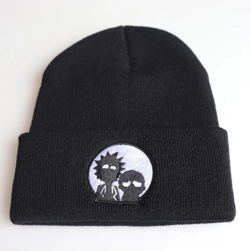 Rick and Morty Beanie Embroidered Knitted Hat Autumn Winter Student Pullover Wool Hat