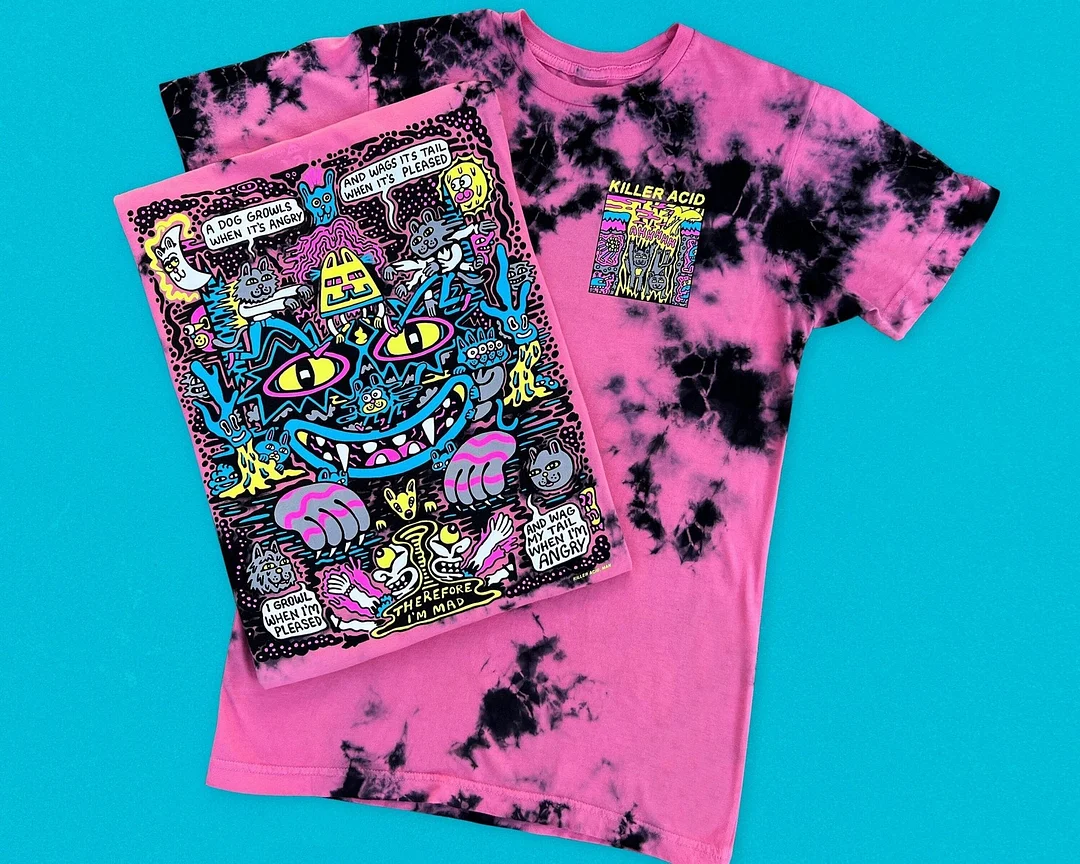 Mad Cats Pink n Black Dye T-Shirt