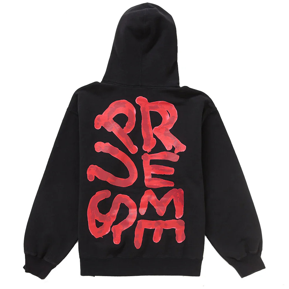 Supreme Back Paint Cotton Long Sleeve Hoodie