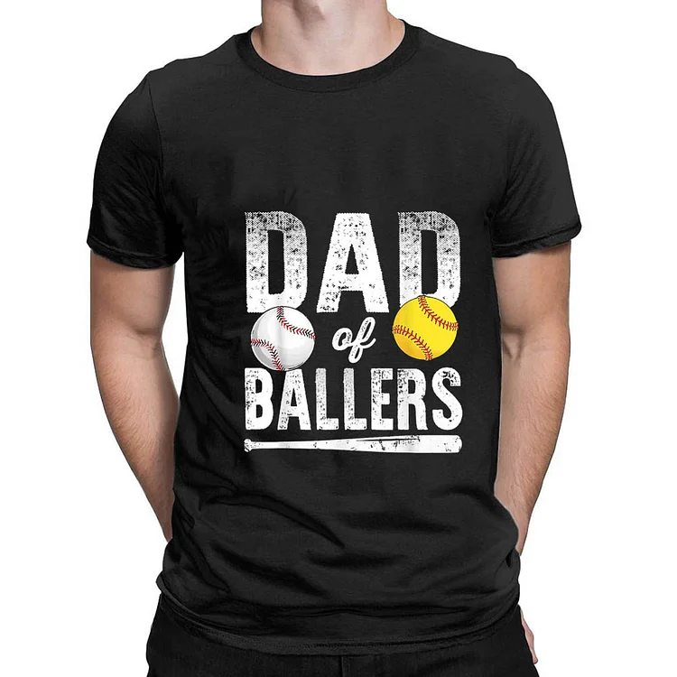 Dad of ballers baseball T-Shirt Tee-014365-Annaletters