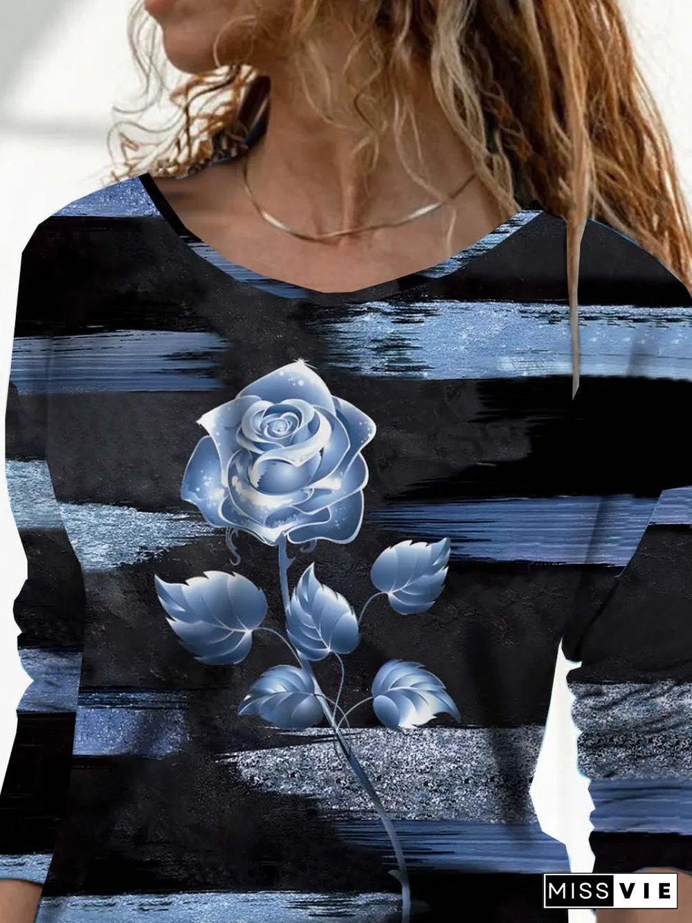 Casual Crew Neck Floral T-Shirt