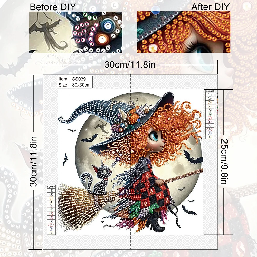 Diamond Painting - Partial Special Shaped Drill - Halloween Witch(Canvas|30*30cm)