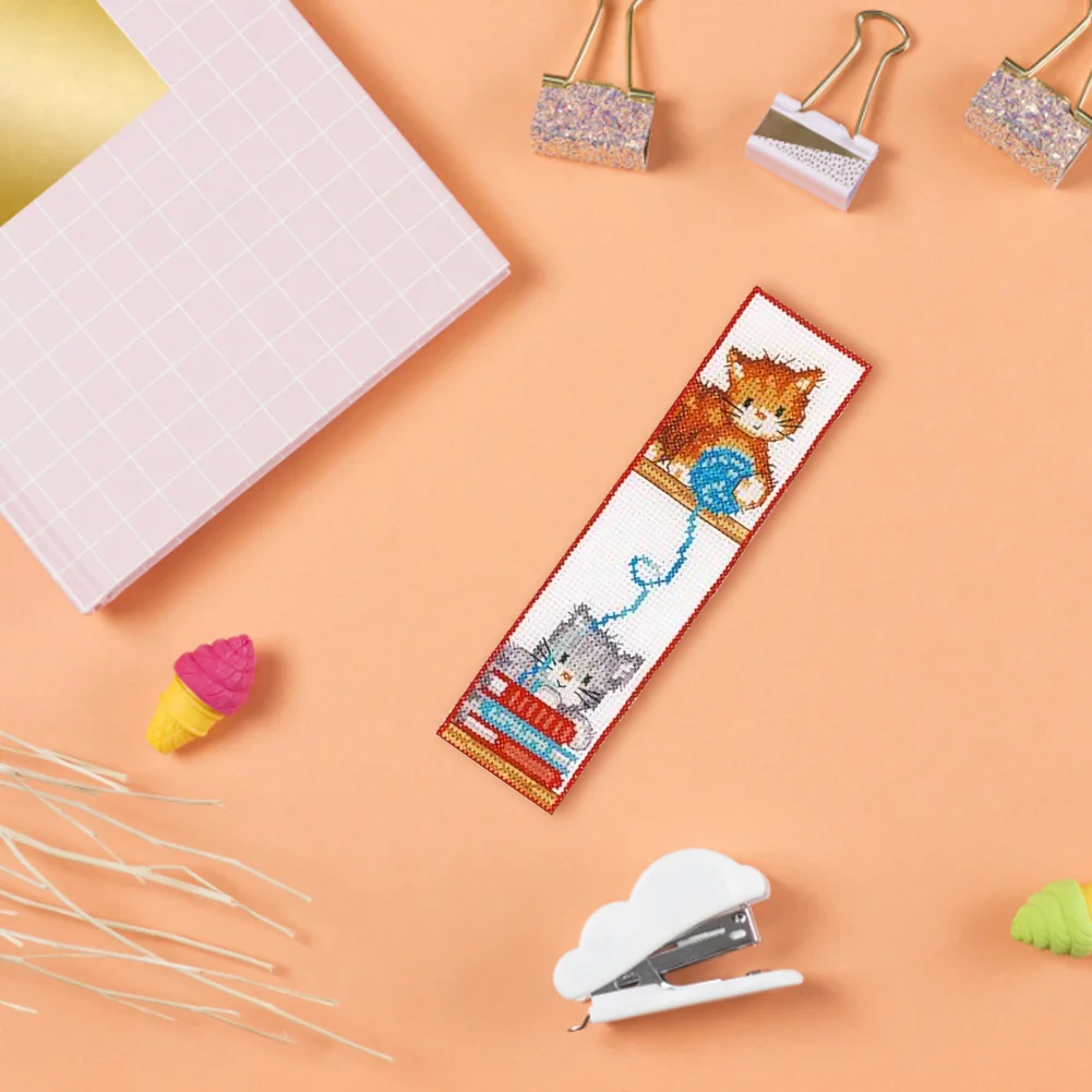 14ct 2-Strand Double-sided Counted Cross Stitch Bookmark - Cat(18*6cm)