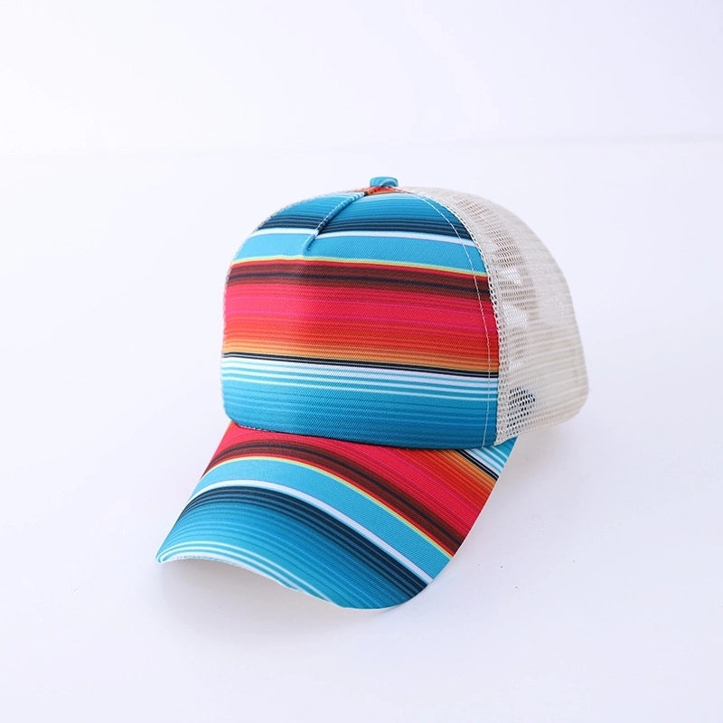 Unisex Casual Minimalist Stripe Lattice Flower Curved Eaves Baseball Cap