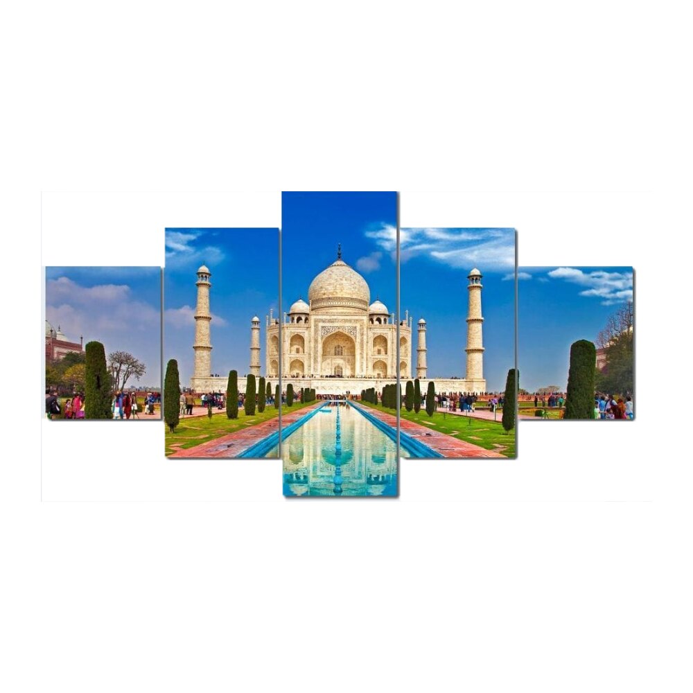 5 Panel India Taj Mahal Wall Pictures Canvas Painting Religious Landscape Posters and Prints for Living Room Decoration Caudros