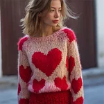 Valentine's Day Hearts Gradient Cozy Knit Sweater - Image 2