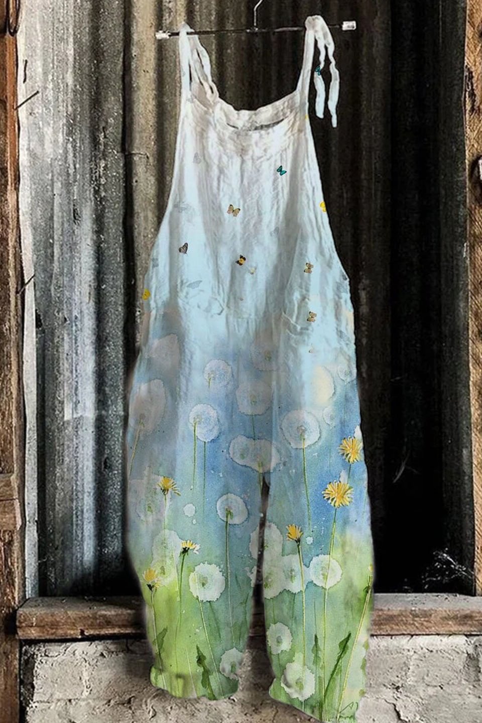 Printed Vintage Wide-Leg Jumpsuit