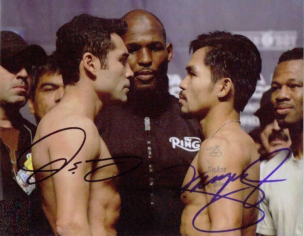 Oscar De La Hoya / Manny Pacquiao Autographed Signed 8x10 Photo Poster painting REPRINT