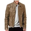 Men's Vintage Motorcycle Pocket Full Zip Leather Jacket by Inlyline