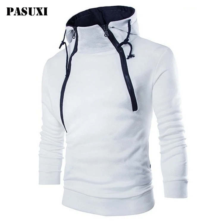 PASUXI OEM/ODM Contrast Fleece Double Zip Hooded Sweatshirt 