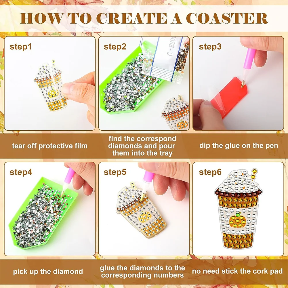 10 Pairs Autumn Series Double Sided Diamond Painting Earrings for Women Girl Jewelry Crafting