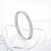 2 Lines of 2mm White Real Moissanite Diamond Solid 925 Silver Bangle Jewelry Fine Jewellery For Wedding