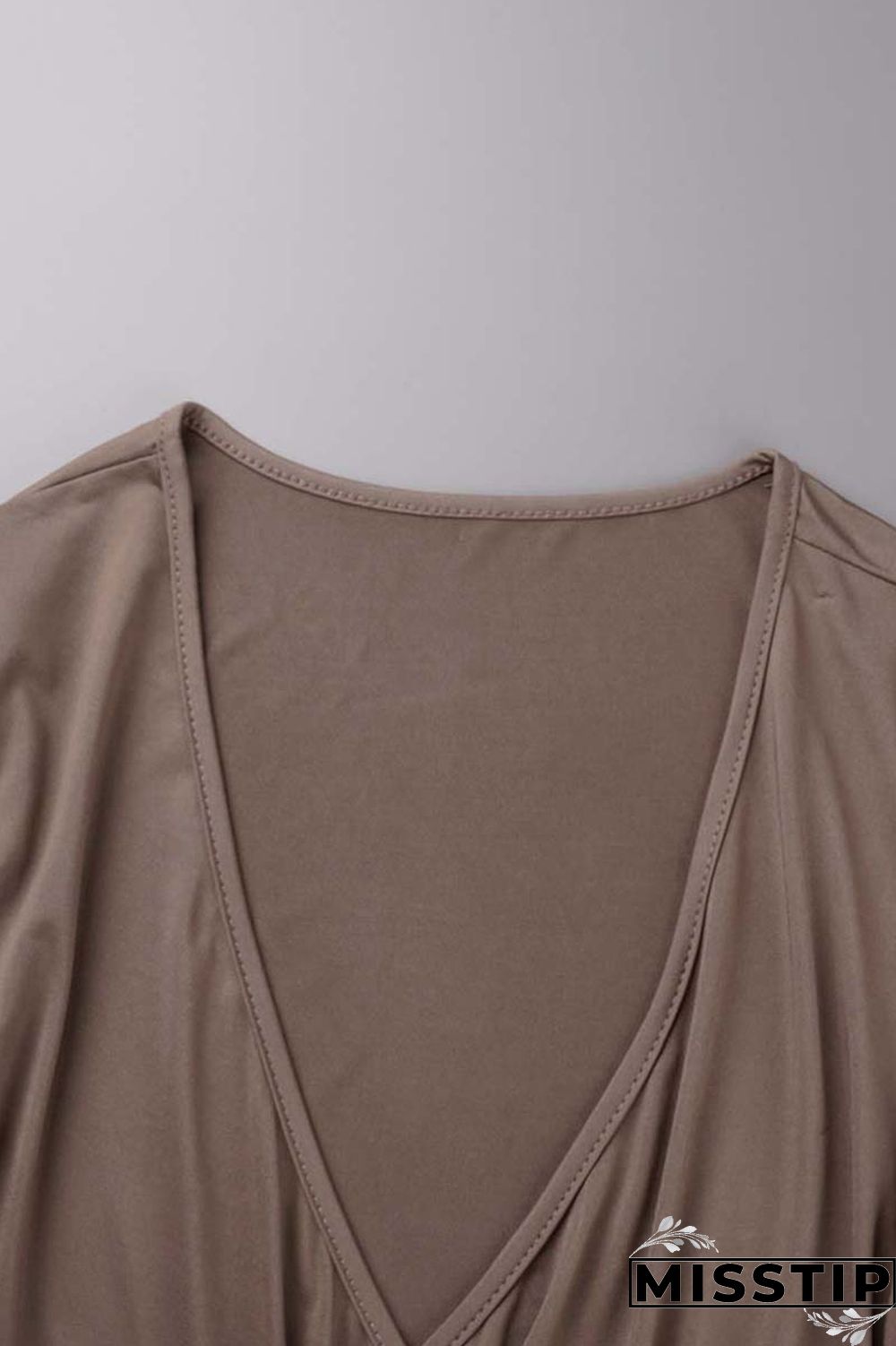 Ink Green Casual Solid Patchwork V Neck Long Sleeve Dresses