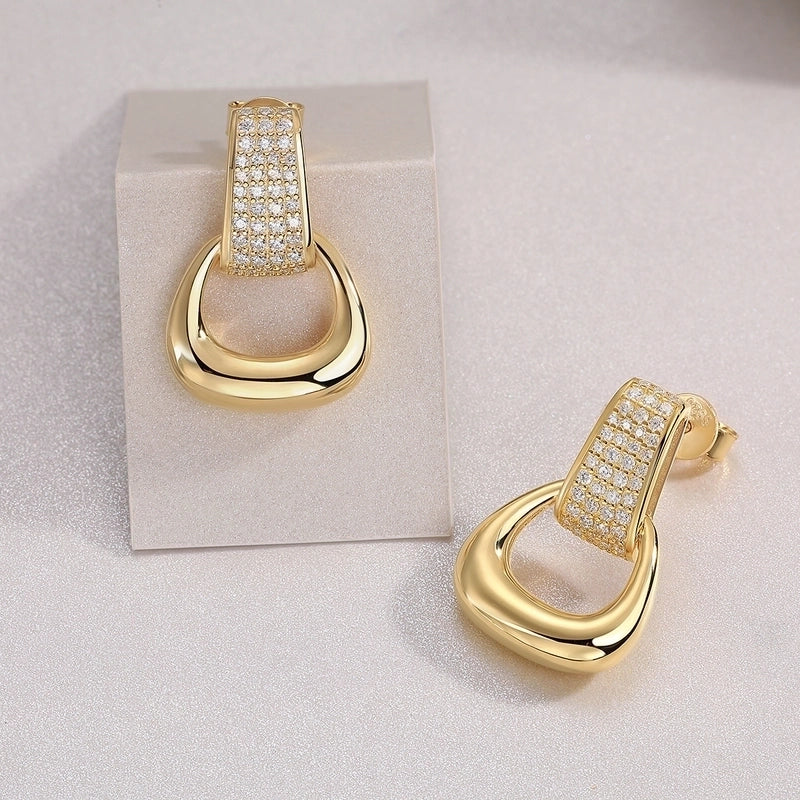 1 Pair 925 Sterling Silver Moissanite GRA Certificate Geometric Rings