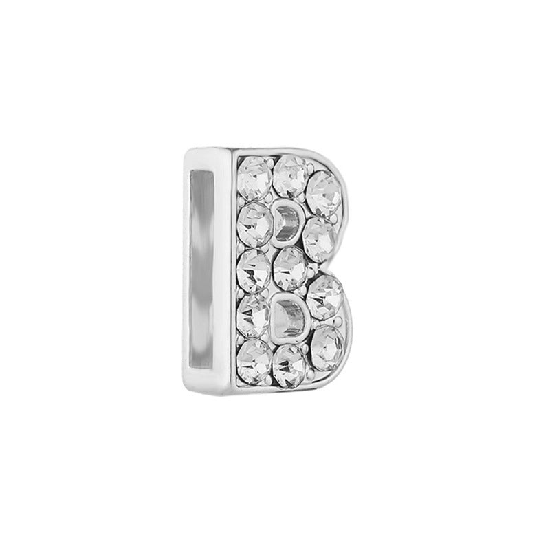 5 PCS/Package 10mm Metal Rhinestones Letter Beads